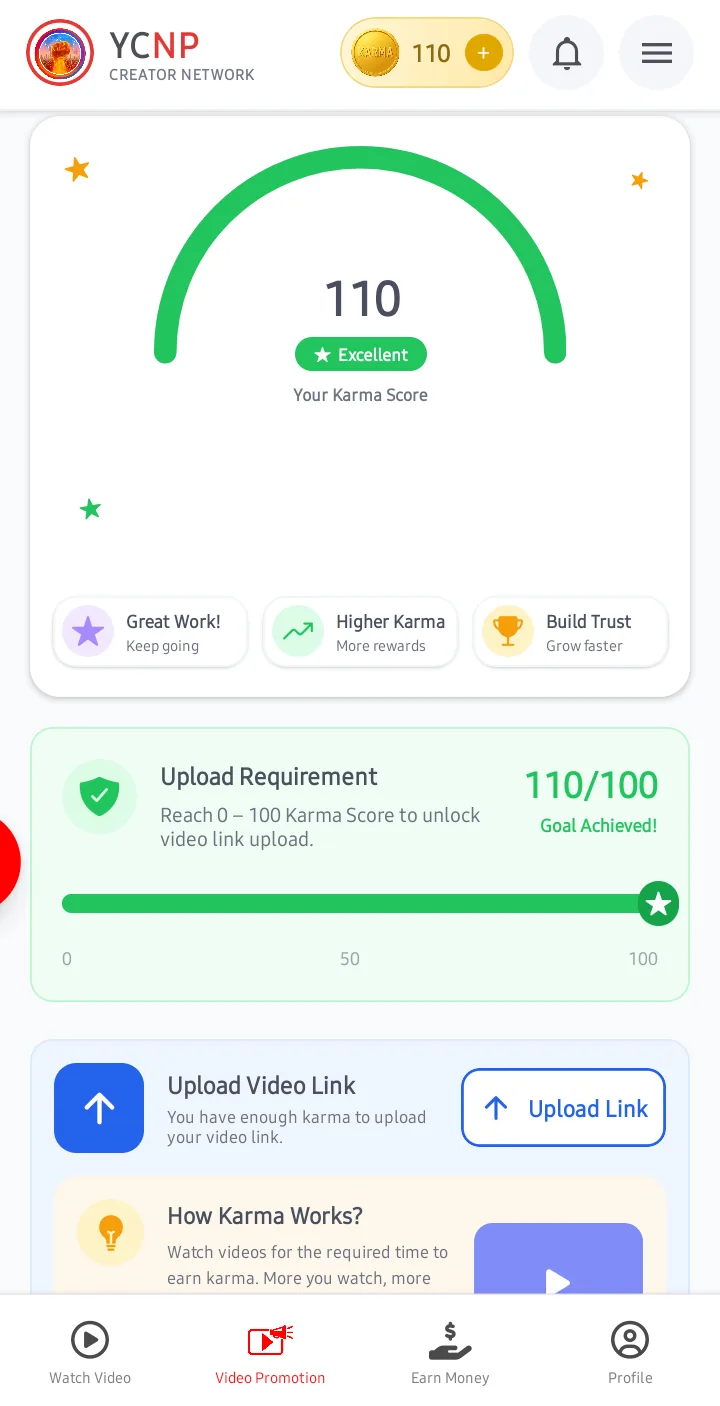 YCNP app — promote a video